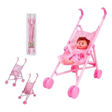 Imagem de Mini Carrinho De Boneca Dobrável Para Passeio De Menina