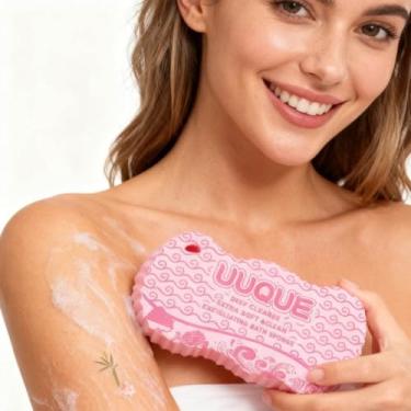 Imagem de Esponja de banho esfoliante mágica, esponja de banho esfoliante 3D super macia, não irrita a pele e reutilizável para adultos