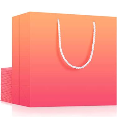 Imagem de Sacolas de compras com alças, 20 peças Eusoar de 21,78 cm x 10,16 cm x 17,78 cm, sacos de compras de papel Kraft com alças, lancheiras, sacolas de varejo, sacolas de festa, bolsas de alça