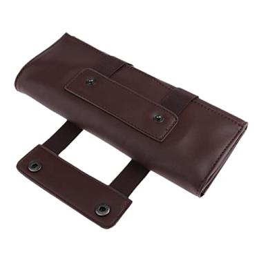 Imagem de barenx Bolsa de couro PU para tesoura, suporte de tesoura, bolsa de armazenamento de cabelo de barbeiro - café