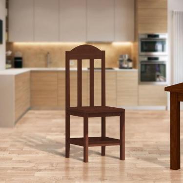 Imagem de Kit Com 2 Cadeiras De Jantar Madeira Maciça Safira Castanho Sem Estofado Castanho S/estofado