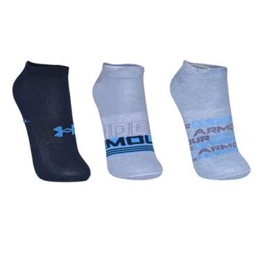 Imagem de Meia Under Armour Essential Invisivel - Pacote com 3 pares, Azul, 41-4