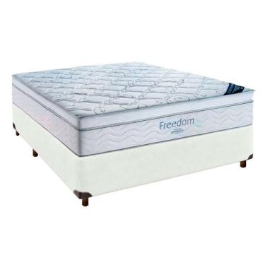 Imagem de Cama Box Branco + Colchão Casal Freedom Ortobom