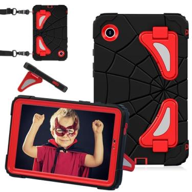 Imagem de DreamerX Capa para Samsung Galaxy Tab A9 2023 de 8,7 polegadas (SM-X110/X115/X117), capa protetora de silicone resistente à prova de choque fofa Kawaii, para crianças, meninos, com alça de ombro de