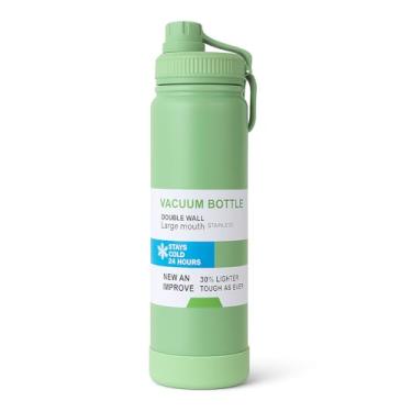 Imagem de Garrafa Térmica de Água Inox 800ml com Alça e Bico Esportivo, Resistente, Portátil e Ideal para Academia, Viagens e Uso Diário (Verde)