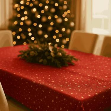 Imagem de Toalha de Mesa Natal | 3 Tamanhos 1,40m | Para 4 a 8 Lugares | Estampa Natalina(Vermelho L,6 LUGARES)