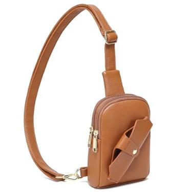 Imagem de INICAT Bolsa tiracolo pequena de viagem de couro sintético, bolsa transversal feminina, bolsa transversal para mulheres, Selim marrom, Small