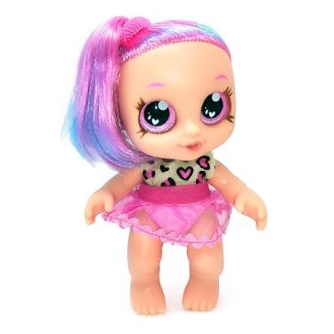 Imagem de Boneca Fashion com Cabelo Colorido, Plástico, Multicolorido, Olhos Grandes, Saia Rosa, Brinquedo Infantil para Crianças, Pronto para Brincar