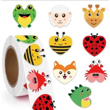 Imagem de Adecortalk 800 Pcs Valentine's Stickers for Kids, 1'' Valentines Animals Stickers Roll Hearts Shape Self-Adhesive Sticker Decals for Valentine Gift Envelope Seal Greeting Card Craft Party Supplies