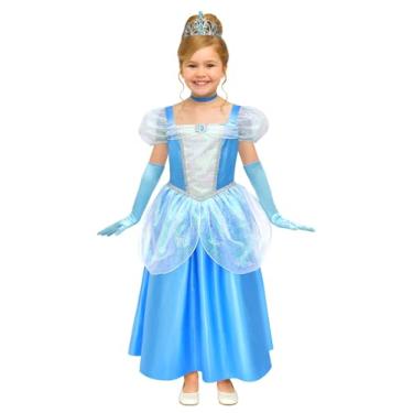 Imagem de ROC PARTY Fantasia de princesa de conto de fadas para meninas, vestido de Halloween azul com luvas, faixa de cabeça e gargantilha – Roupa de festa infantil, Princesa da meia-noite, Medium ( 7-8 Years