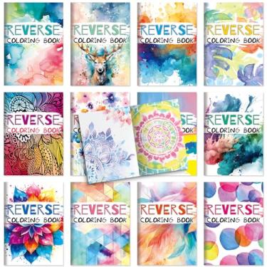 Imagem de Liliful 12 Pcs Reverse Coloring Book Draw First Imagine Always 180 Mini Pre-Painted Watercolor Blotches for Stress Relief & Mindfulness Portable Art Therapy for All Ages