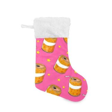 Imagem de Blueangle Pacote com 2 meias de Natal em latas de refrigerante laranja de 17,7 polegadas para decorações de festas de fim de ano, porta-presentes e meias (792)