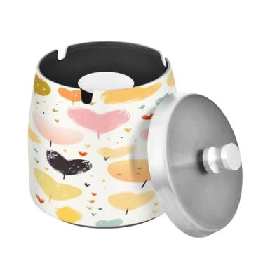 Imagem de Blueangle Cinzeiro de coração colorido com tampa para cigarros, à prova de vento/chuva, aço inoxidável, sem fumaça, inodoro, cinzeiro para uso interno ou externo (599)