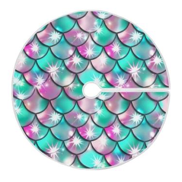 Imagem de Blueangle Saia de árvore de Natal com escamas de sereia de 89,9 cm - poliéster macio e resistente a rugas, decoração de férias para festas de Natal, árvore festiva e decoração de casa (75)