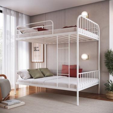 Imagem de Beliche em Ferro Cama de Casal Margarida Branco