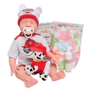 Imagem de Bebê Reborn Menino Boneco Realista Silicone Com Acessórios - Cegonha R