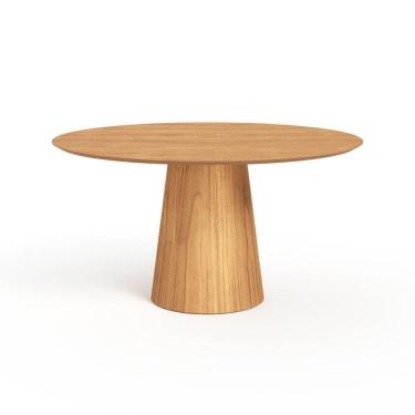 Imagem de Mesa De Jantar Redonda 150cm Scandi 8 Lugares Lamina Natural De Madeira