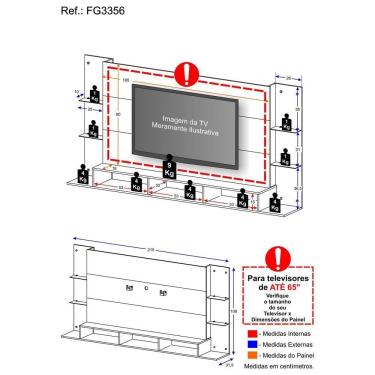 Imagem de Painel Com Suporte Para Tv Até 65´´ Nairóbi Plus Fg3356 Preto