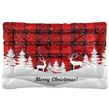 Imagem de SEHANY Cama de árvore de Natal xadrez vermelha para cães e gatos com fundo antiderrapante, caixa de canil, colchão macio para animais de estimação, lavável para cães pequenos, médios e grandes, gatos