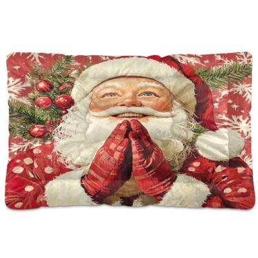 Imagem de SEHANY Cama de Natal para cães de Papai Noel, cama de gato com fundo antiderrapante, cama de canil, colchão macio para animais de estimação, lavável para cães pequenos, médios e grandes, gatos, 45,7 x