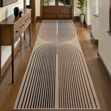 Imagem de Tangsoo Tapete de corrida Rianbow Easy Jute 2,6 x 10, marrom lavável ultra fino para corredor, tapete antiderrapante para uso externo