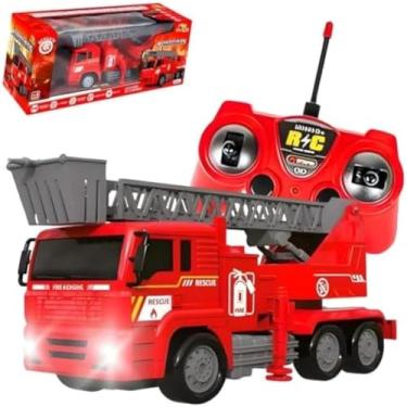 Imagem de Caminhao de resgate, vermelho com controle remoto, brinquedo para crianca, potente, agil, novo, incrivel.
