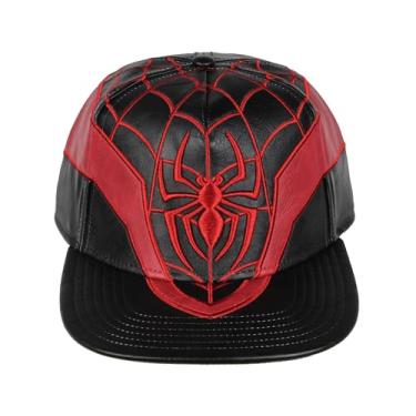 Imagem de Marvel Comics Homem-Aranha Miles Morales Terno Bordado Couro Sintético Boné Snapback para Homens e Mulheres Preto, Preto, tamanho �nico