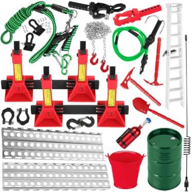 Imagem de ARRCat RC Decoration Upgrades Part for 1/10 SCX10,Trx4/6,GEN7/8,Jack,Fuel Tank,Shovel,Axe,Trailer Chain/Hook/Rope/Receiver/Elastic Force Rope,Antenna,Nitrogen Bottle,Ladder,Recovery Board,Green