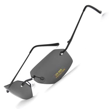 Imagem de PLOPLO Matrix Óculos de sol quadrados masculinos ultraleves sem aro, Preto, Normal Size