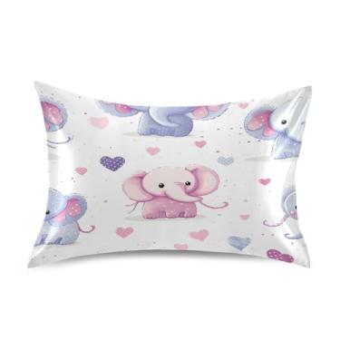 Imagem de Wassud Linda fronha de cetim com elefantes coloridos para cabelo e pele, fronhas de seda lisa, tamanho queen, respirável, com fecho de envelope