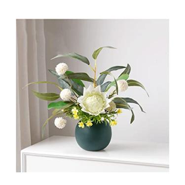Imagem de LMJYU Arranjos de flores artificiais com buquê de flores para casa, escritório, casamento, flores artificiais falsas, plantas, centros de mesa
