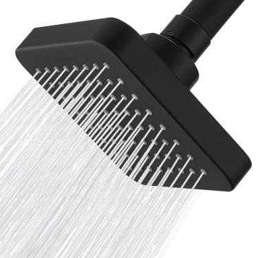 Imagem de Nuodan Chuveiro de alta pressão - Chuveiro de chuva potente para aumento de pressão de banheiro de 10 cm - Substituição universal perfeita para chuveiros quadrados (preto fosco)