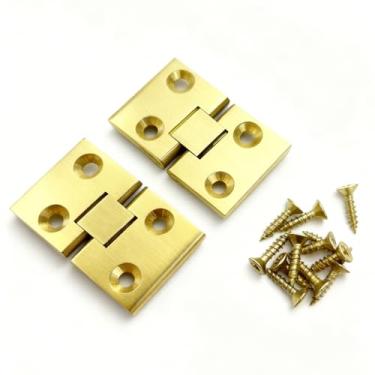 Imagem de 2 peças dobradiças de mesa flip-top de latão, ferragens ocultas dobráveis FoyaHome 180 graus para móveis, bandeja de mordomo e portas de armário, com parafusos (50 mm x 30 mm)