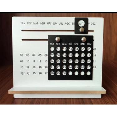 Imagem de Calendario permanente de madera MDF, 24 x 21,5 x 13 cm, color blanco, 