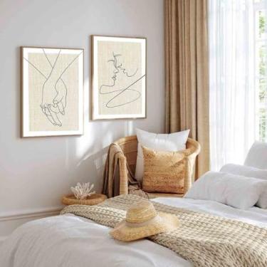 Imagem de Quadro Decorativo - Quarto De Casal Amor Frase Moldura e Vidro Para Decoração Sala Quarto (Moldura Bege, 40x60, Sem Vidro)