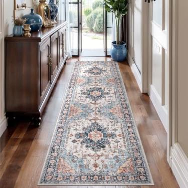 Imagem de Tangsoo Tapete de corredor 7,5 x 25,5 cm para corredores, tapetes de corredor laváveis, antiderrapante, vintage, macio, para corredores, para ambientes internos e orientais, 3 metros, para sala de
