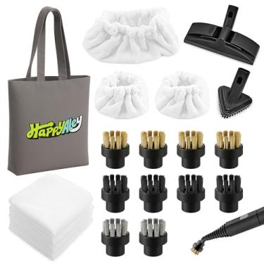 Imagem de HappyAlley Kit de acessórios de limpeza a vapor de 18 peças compatível com Dupray – 4 escovas de nylon, 4 escovas de latão, 2 escovas de aço inoxidável, 4 panos de microfibra, 3 toucas de vapor