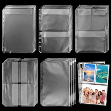 Imagem de 15 bolsos para fichário A5, pastas transparentes com zíper de 6 furos para fichário de 6 anéis, capas de documentos à prova d'água, protetores de página de PVC premium para cadernos A5, planejadores