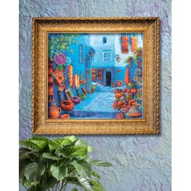 Imagem de RIOLIS - Cores do Marrocos 2308, kits de ponto cruz de 38,5 x 38,5 cm, kits de ponto cruz para iniciantes e avançados, kit de ponto cruz para adultos, kit de costura com bordado de paisagem urbana