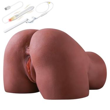 Imagem de Boneca sexual, masturbador masculino de bunda de tamanho real de 19,84 lb, bastão de secagem, haste de aquecimento e mangueira de lavagem de boneca sexual, torso quadril, bolso realista, bunda de buceta para homens, casais, vaginal, anal, pele justa (Pele bronzeada)