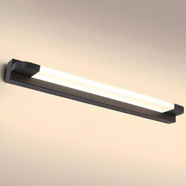 Imagem de Luminária de parede LED para banheiro, preta, com espelho frontal, IP44, para exibição de fotos, luminária de parede para espelho, arandela para hotéis e restaurantes, luminária de leitura m