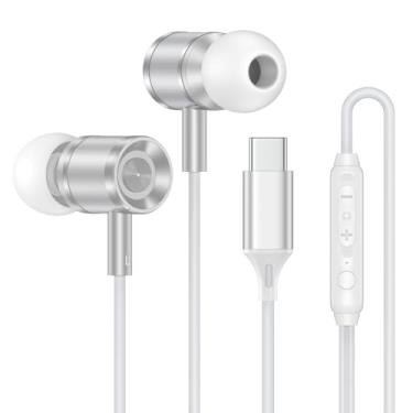 Imagem de Fones de ouvido USB C com fio para Google Pixel 10 9 Pro XL Fold 8a 8 7 6 A, tipo C, isolamento de ruído, fone de ouvido com fio, com microfone, cabo estéreo HiFi para iPhone 17 16 15 Pro Max