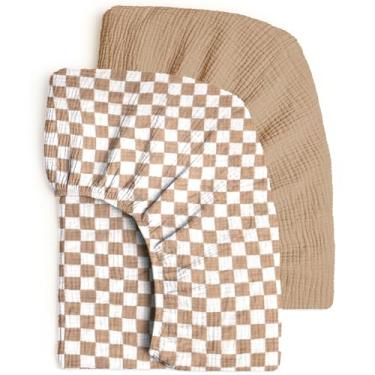 Imagem de lulumoon Pacote com 2 Lençóis de Berço: Algodão Musselina Macio para Berço Padrão - Boho Floral Quadrado para Bebês Meninos Meninas Roupa de Cama e Presente