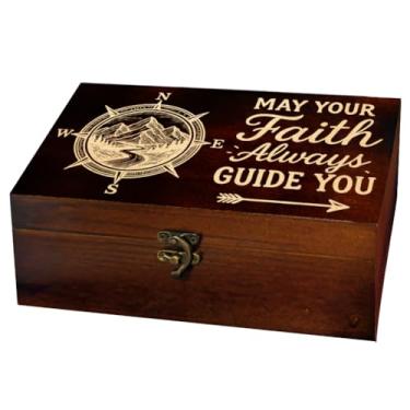 Imagem de arricraft 1 caixa de armazenamento de lembranças, caixa de memória retangular com padrão de rio da montanha, bússola, pinheiro, tarô, cartão de memória, para aniversário, 24 x 14 x 9 cm (9,45 x 5,51 x