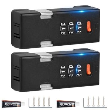 Imagem de TOKCKYBL Fechadura de armário premium sem chave com código de combinação – Trava de trinco com senha de 3 dígitos para gavetas, porta de armário dobrável e porta dupla face (preto, pacote com 2)