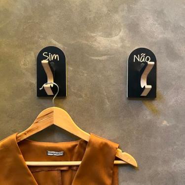 Imagem de 2 Ganchos Provador de loja Sim Não Capela Arco Preto Premium Boho