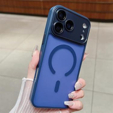 Imagem de SFDSUH Capa protetora fosca com carregamento sem fio magnético para iPhone 16e, resistente a impactos e sólida (para iPhone 16e/Azul Marinho)
