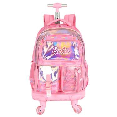 Imagem de Mochila 4 Rodas Escolar Menina Bolsa Grande Espaçosa Barbie - Luxcel, 