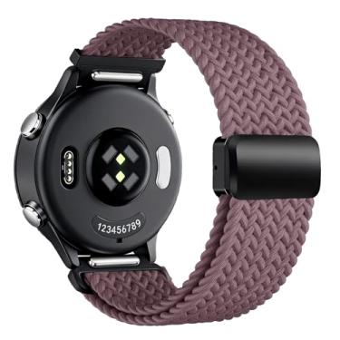 Imagem de Pulseira magnética de nylon trançado de liberação rápida de 20 mm compatível com Garmin Vivoactive 6/5/3, Venu/Venu Sq/Sq 2, Forerunner 55/165/245/645, alça elástica para estilos de vida ativos