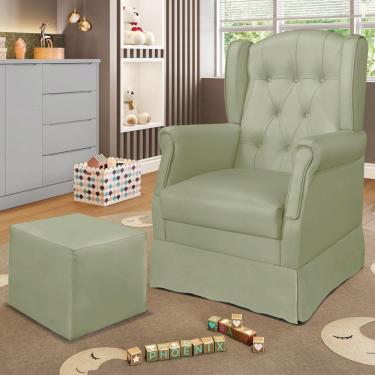 Imagem de Poltrona De Amamentação Com Balanço E Puff Elyra Sintético Verde P02 - D'rossi